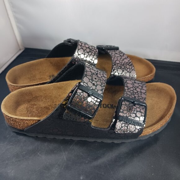 Birkenstock Arizona Birko-Flor Metallic Stones Black sandals US size 7 - Picture 6 of 10